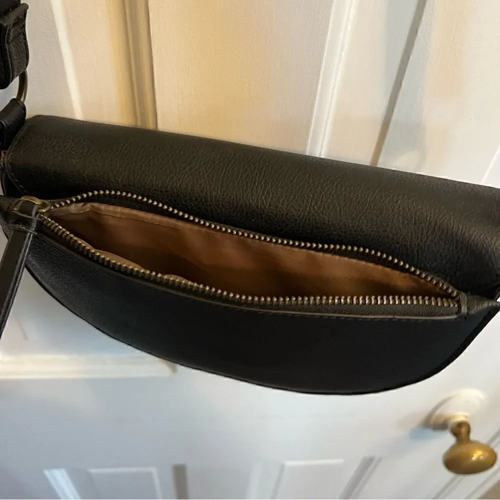Falls Creek Women's Black Faux Leather Small Flap Crossbody Purse